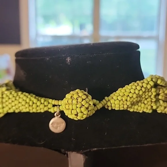 Ben Amun Vintage Rare Multi Strand Green Beaded Choker Bib Necklace - Picture 3 of 7